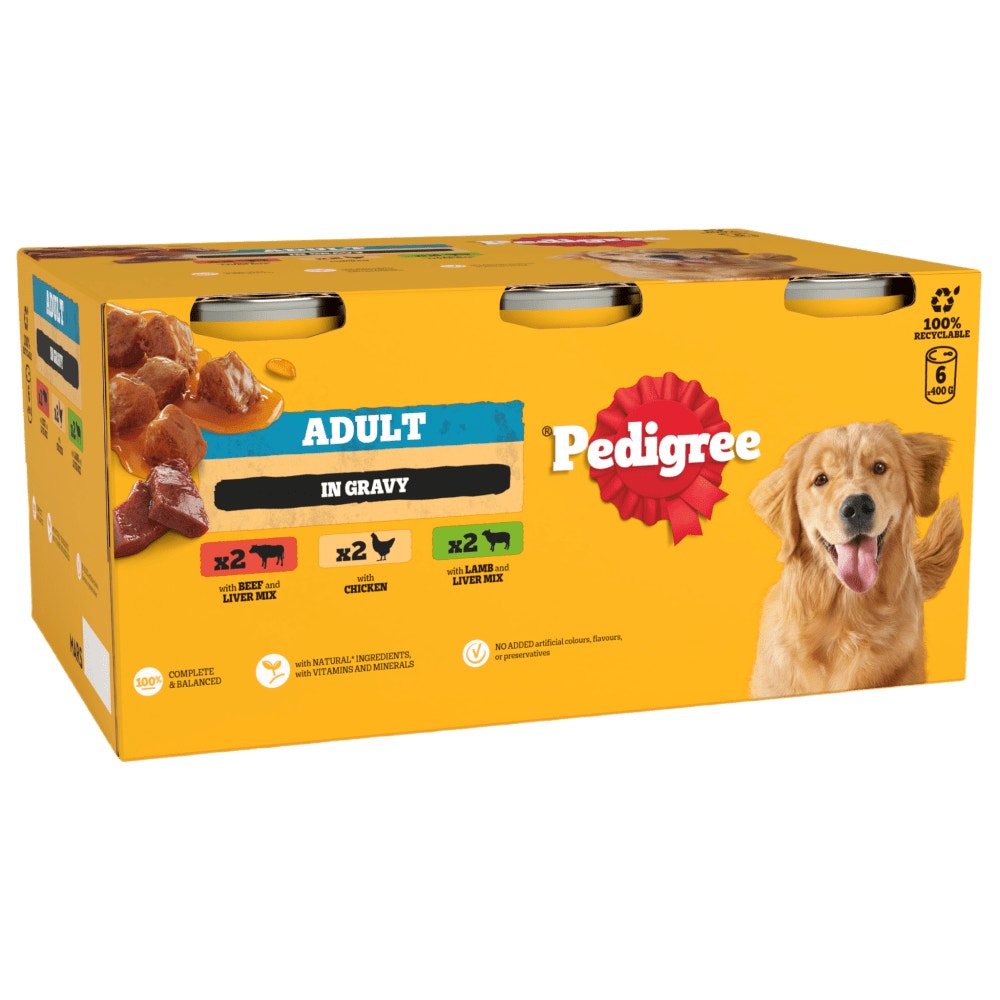 PEDIGREE® Adult Wet Dog Food Mixed Selection in Gravy 6 x 400g,12 x 400g Can