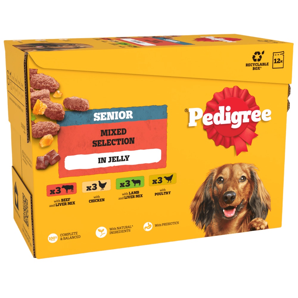 PEDIGREE® Senior Wet Dog Food Mixed Selection In Jelly 12 x 100g, 40 x100g Pouch