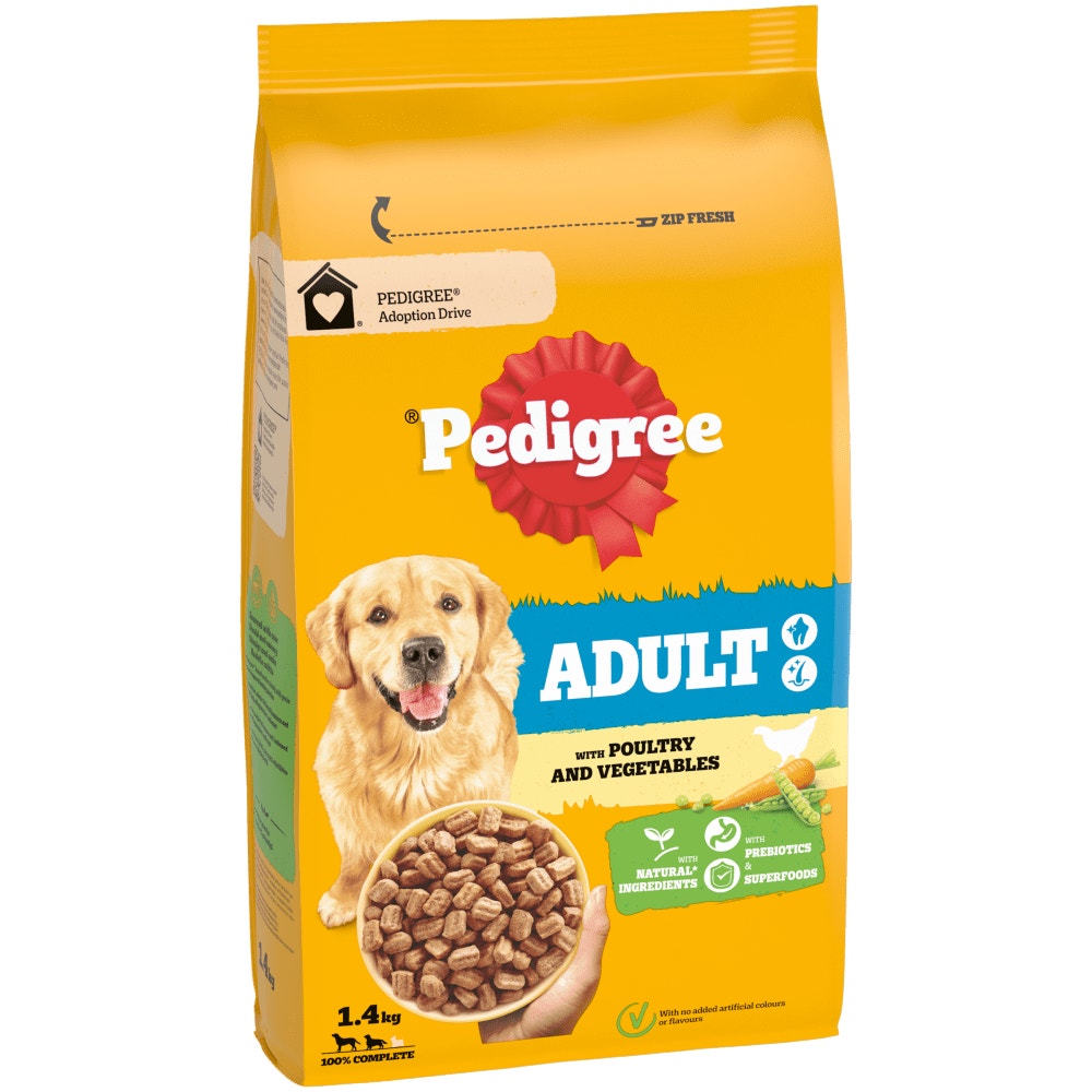 PEDIGREE® COMPLETE™ Adult Dry Dog Food Poultry and Vegetables 12kg, 3kg, 1.4kg