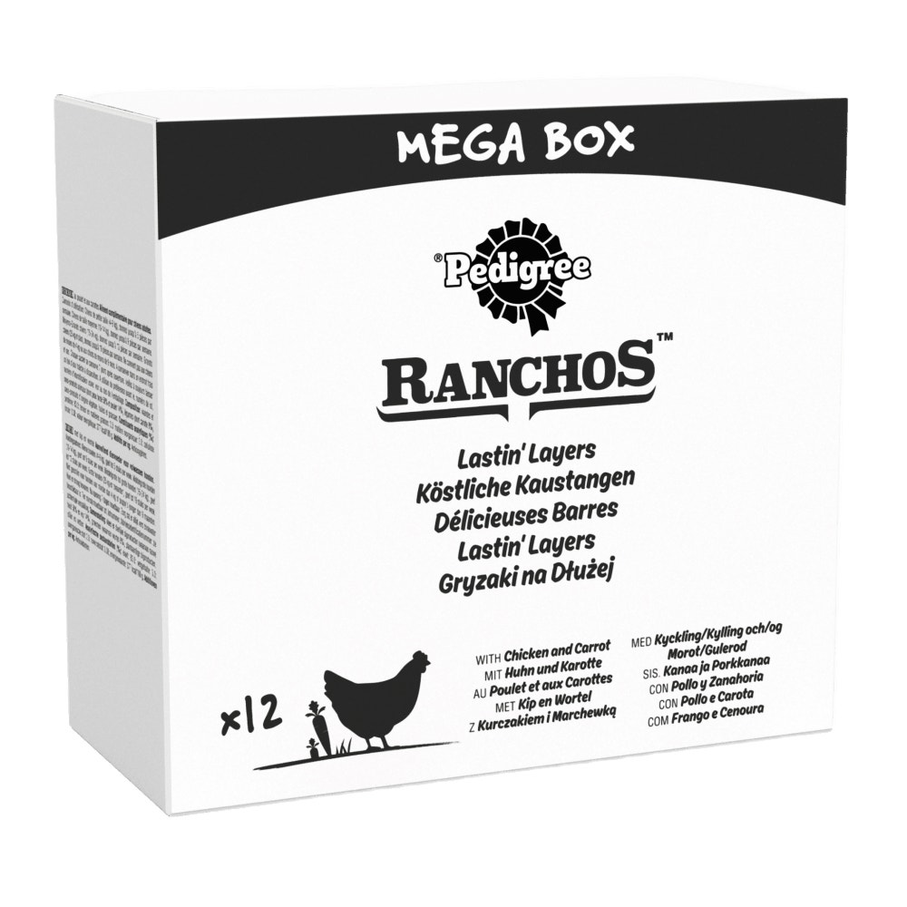 PEDIGREE® RANCHOS™ LASTIN LAYERS' Dog Chew Treat Chicken 12 x 40g  Mega Box